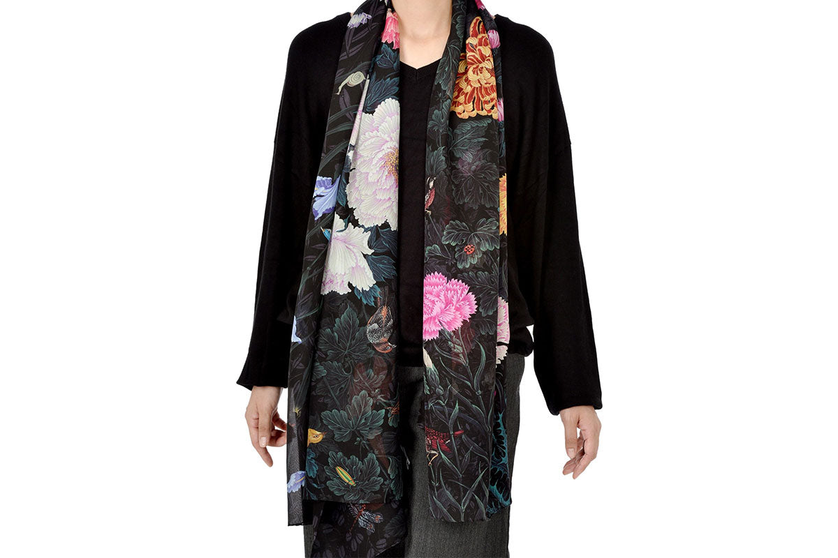 Large Silk Chiffon Stole "Colors of Life"