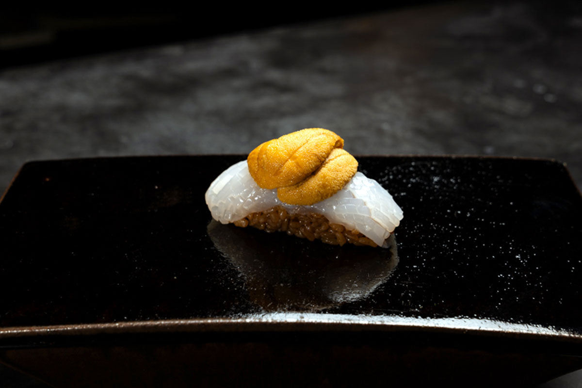 Teruzushi Squid and Sea Urchin Sushi